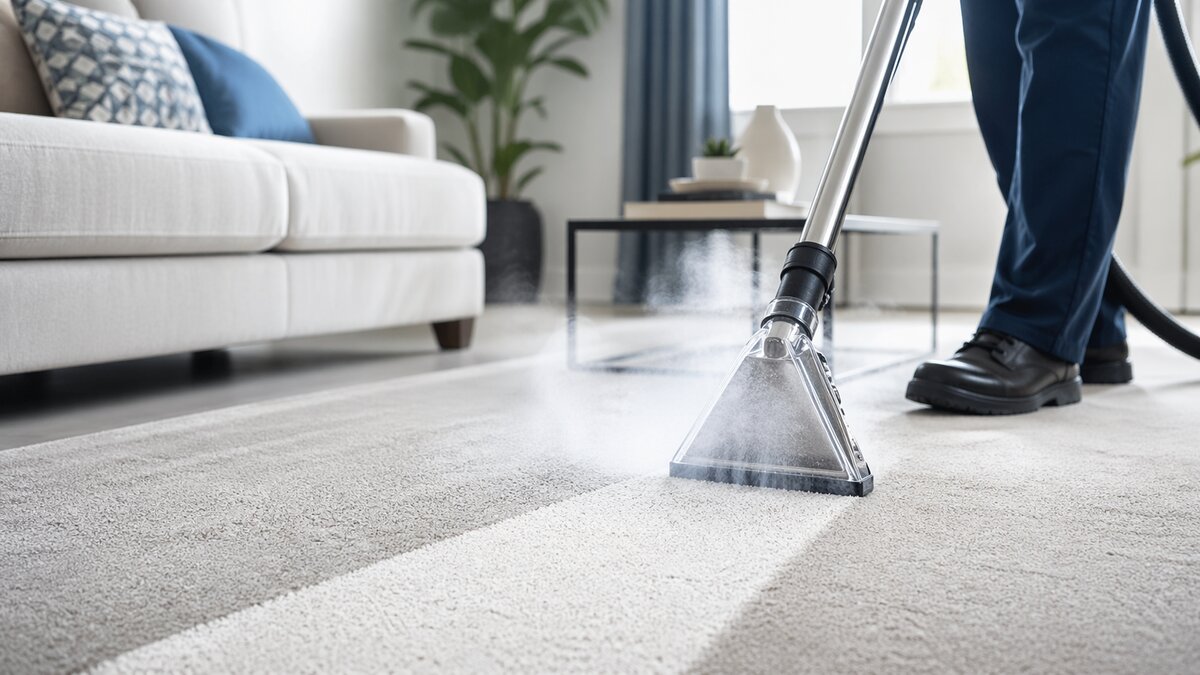 Steam cleaning in action